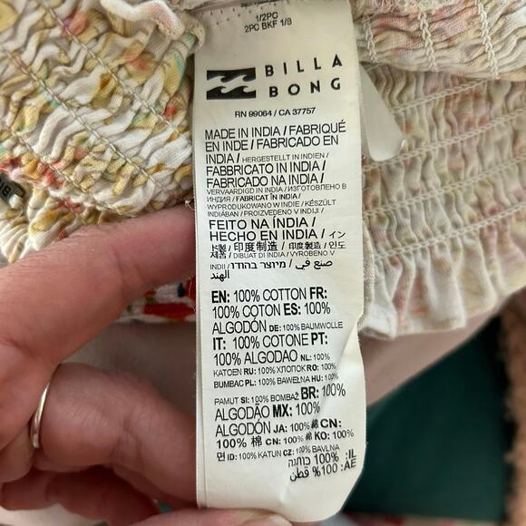 Billabong Cropped Short Sleeve Top Yellow Gold Surfer Boho Women Preppy Large - Picture 7 of 8